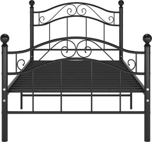 vidaXL Rama łóżka, czarna, metalowa, 90 x 200 cm 3