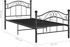 vidaXL Rama łóżka, czarna, metalowa, 90 x 200 cm 8