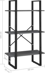 vidaXL Regał, szary, 60x30x105 cm, lite drewno sosnowe 8