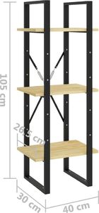 vidaXL 3-poziomowy regał na książki, 40x30x105 cm, sosnowy 8