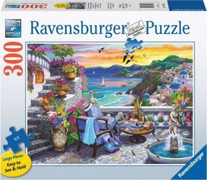 Ravensburger Puzzle 2D Duży Format Zachód słońca nad Santorini 300 elementów 1