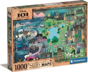 Clementoni Puzzle 1000 elementów Story Maps 101 Dalmatynczyków 1