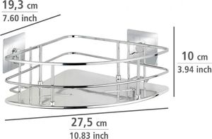 Koszyk prysznicowy Wenko wieszak prysznicowy i wannowy Quadro Turbo-Loc 27,5 cm stal nierdzewna 3