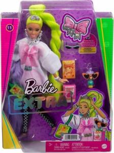 Lalka Barbie Mattel Extra Moda - Biała tunika/Neonowe zielone włosy (GRN27/HDJ44) 1