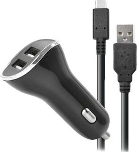 Ładowarka SteelPlay STEELPLAY Car Charger with 2 USB Ports 2.6A + 2m Charge Cable Switch 1
