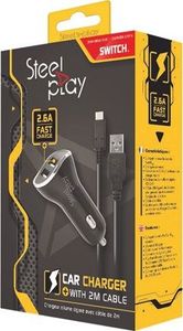 Ładowarka SteelPlay STEELPLAY Car Charger with 2 USB Ports 2.6A + 2m Charge Cable Switch 2