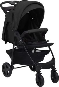 Wózek vidaXL Wózek dziecięcy 3-w-1, antracytowy, stalowy 4