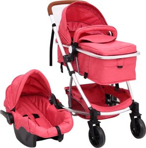 Wózek vidaXL Wózek dziecięcy 3-w-1, czerwony, aluminium 1