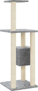 vidaXL Drapak dla kota ze słupkami sizalowymi, jasnoszary, 104 cm 6
