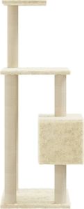 vidaXL Drapak dla kota ze słupkami sizalowymi, kremowy, 104 cm 5