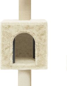 vidaXL Drapak dla kota ze słupkami sizalowymi, kremowy, 104 cm 7