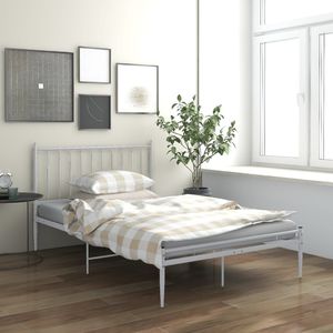 vidaXL Rama łóżka, biała, metalowa, 120 x 200 cm 1