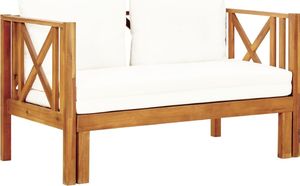 vidaXL 2-osobowa ławka ogrodowa z poduszkami, 122 cm, drewno akacjowe 1