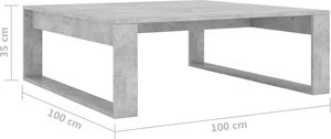 vidaXL Stolik kawowy, szarość betonu, 100x100x35 cm, płyta wiórowa 7