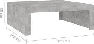 vidaXL Stolik kawowy, szarość betonu, 100x100x35 cm, płyta wiórowa 7