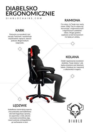 Fotel Diablo Chairs X-One Horn Czarno-czerwony 7