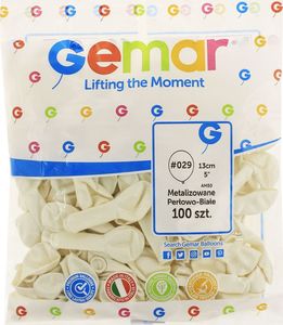 Gemar Balony metaliczne Perłowo-Białe, AM50, 13 cm, 100 szt 2