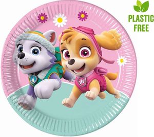 PROCOS Talerzyki papierowe Psi Patrol Skye & Everest, 23cm, 8 szt. (plastic-free) 2