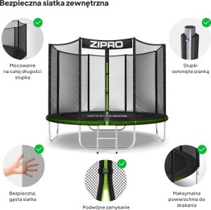 Trampolina ogrodowa Zipro Jump Pro z siatką zewnętrzną 8FT 252cm 6