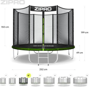 Trampolina ogrodowa Zipro Jump Pro z siatką zewnętrzną 8FT 252cm 10