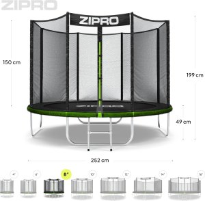 Trampolina ogrodowa Zipro Jump Pro z siatką zewnętrzną 8FT 252cm 10