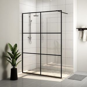 vidaXL Ścianka prysznicowa, przezroczyste szkło ESG, 140x195cm, czarna 1