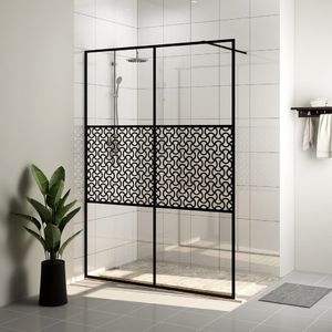 vidaXL Ścianka prysznicowa, przezroczyste szkło ESG, 140x195cm, czarna 1