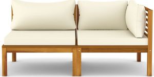 vidaXL 2-cz. zestaw wypoczynkowy, z kremowymi poduszkami, akacja 3