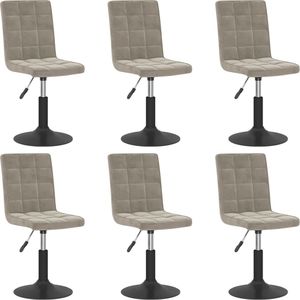 vidaXL Obrotowe krzesła stołowe, 6 szt., jasnoszare, obite aksamitem 2