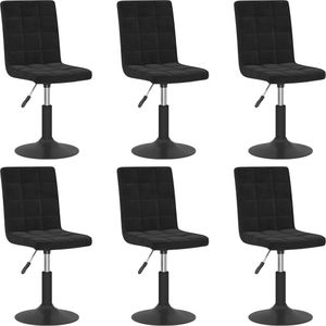vidaXL Obrotowe krzesła stołowe, 6 szt., czarne, obite aksamitem 2