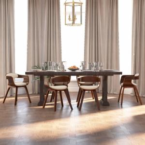 vidaXL Krzesła stołowe, 6 szt., kremowe, gięte drewno i sztuczna skóra 1