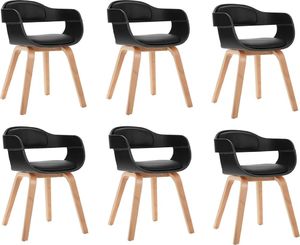 vidaXL Krzesła stołowe, 6 szt., czarne, gięte drewno i sztuczna skóra 1