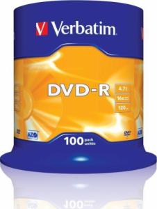 Verbatim DVD-R Verbatim 16x 4.7GB (Cake 100) MATT SILVER 1