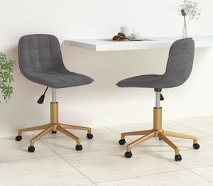 vidaXL Obrotowe krzesła stołowe, 2 szt., ciemnoszare, obite aksamitem 1