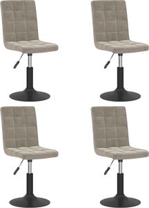 vidaXL Obrotowe krzesła stołowe, 4 szt., jasnoszare, obite aksamitem 2