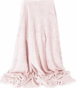 Springos Narzuta na łóżko, pled 200x220cm tłoczony, dwustronny koc na kanapę różowy UNIWERSALNY 10