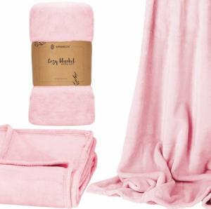 Springos Narzuta na łóżko, pled 150x200 cm koc na kanapę różowy UNIWERSALNY 1