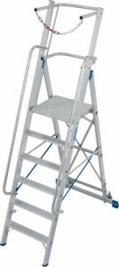 Krause Stabilo Drabina wolnostojąca jednostronna na kółkach aluminiowa 6 stopniowa z barierkami (127501) 1