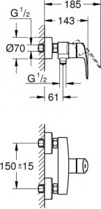 Bateria prysznicowa Grohe EUROSMART BATERIA PRYSZNICOWA CHROM 2