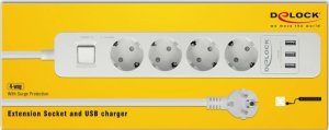 Listwa zasilająca Delock DeLock socket strip 4-way USB white 1