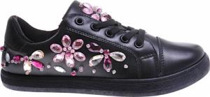 Pantofelek24 Modne damskie trampki z kamieniami Czarne /D9-2 8355 S128/ 37 1