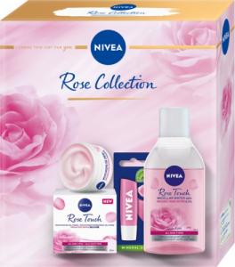 Nivea NIVEA_SET Rose Collection Touch nawilżający żel-krem z organiczną wodą różaną i kwasem hialuronowym 50ml + micelarny płyn dwufazowy z olejkiem 400ml + pielęgnująca pomadka do ust Soft Rose 4,8g 1