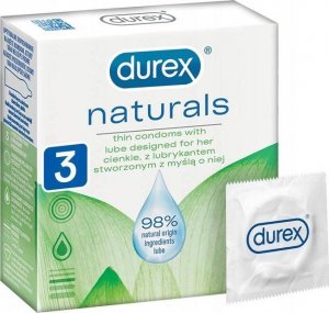 Durex  DUREX_Naturals Thin Condoms With Lube Designed For Her cienkie prezerwatywy 3szt 1