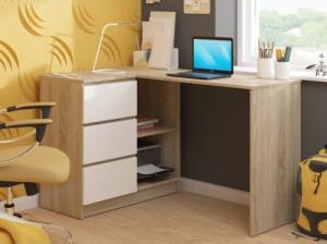 Biurko Fabryka Mebli Akord B16 Beżowo-Białe 124 cm x 85 cm 3