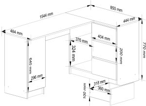Biurko Fabryka Mebli Akord B20 Białe z połyskiem 155 cm x 85 cm 3