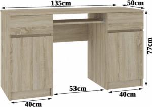 Biurko Fabryka Mebli Akord A5 Dąb Sonoma 135 cm x 50 cm 4