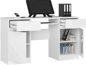 Biurko Fabryka Mebli Akord A5 Białe z połyskiem 135 cm x 50 cm 2