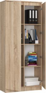 Fabryka Mebli Akord REGAŁ BIUROWY SZAFA R 80 cm CLP 2 DRZWI 8 PÓŁEK DĄB SONOMA 2