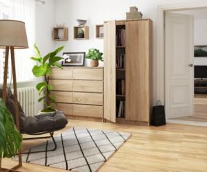 Fabryka Mebli Akord REGAŁ BIUROWY SZAFA R 80 cm CLP 2 DRZWI 8 PÓŁEK DĄB SONOMA 3