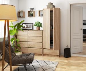 Fabryka Mebli Akord REGAŁ BIUROWY SZAFA R 60 cm CLP 1 SZUFLADA 2 DRZWI DĄB SONOMA 5